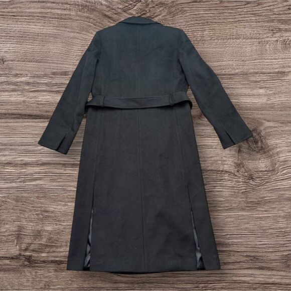 Sam Edelman Black Wool Blend Wrap Coat Tie Belt Long Trench Size 2 NWOT - Picture 4 of 7